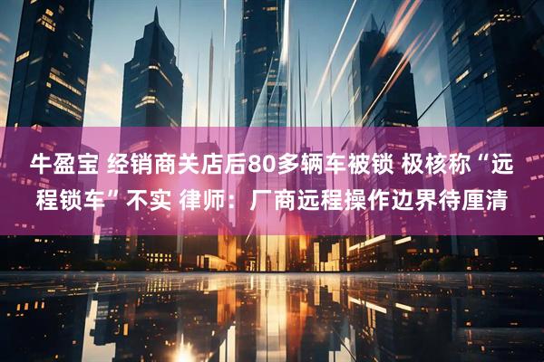 牛盈宝 经销商关店后80多辆车被锁 极核称“远程锁车”不实 律师：厂商远程操作边界待厘清
